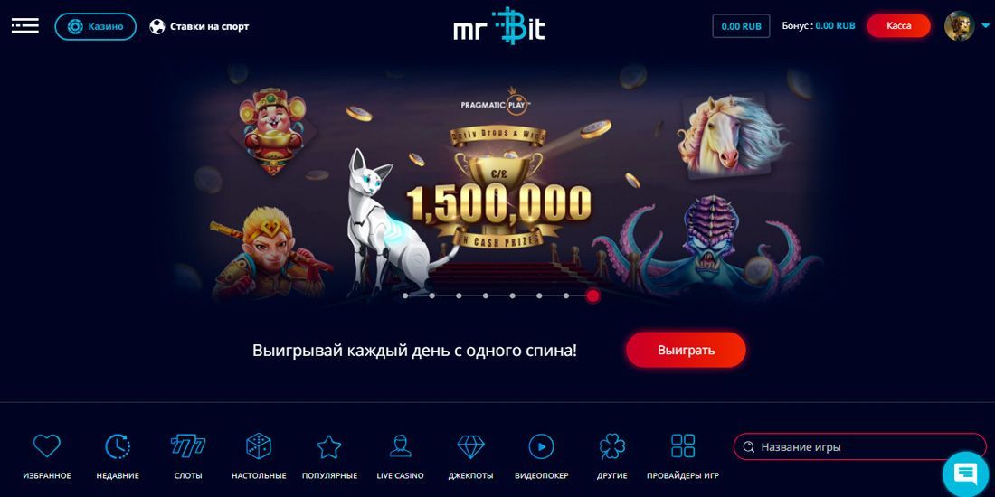 Глaвнaя cтpaницa Mr Bit Casino Дизaйн oфициaльнoгo caйтa